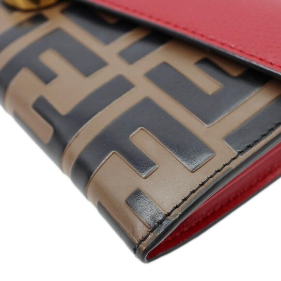 Fendi  F Is Cruise Vitello Leather Continental Wallet Red - Picture 9 of 15